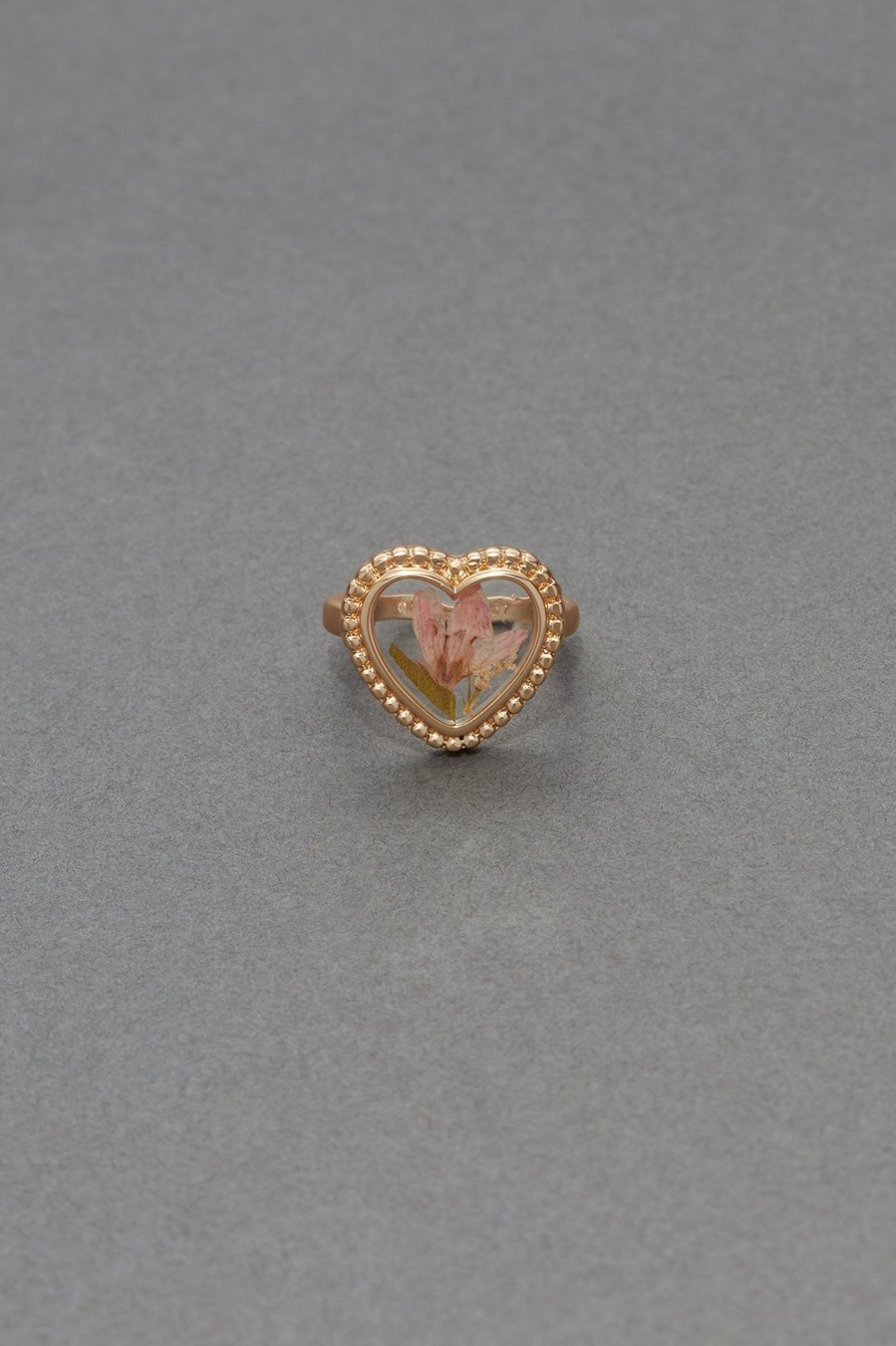 pressed flower heart ring